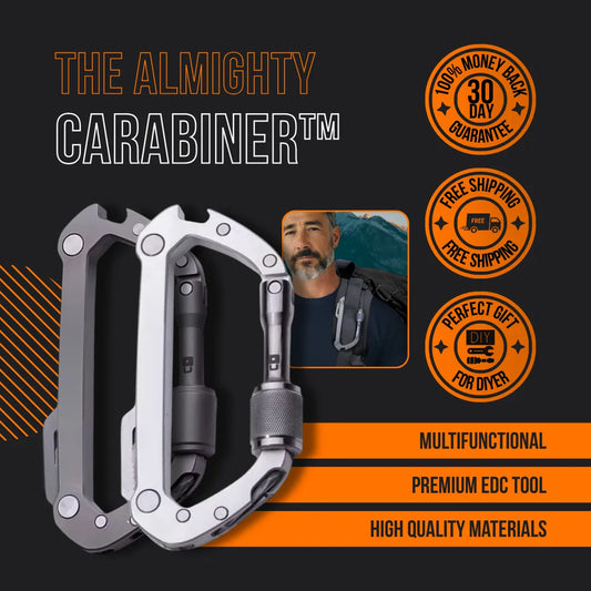 The Almighty Carabiner, the best cordless carabiner EDC multi-tool with titanium and aluminum options