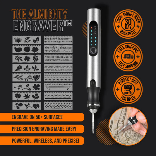The Almighty Engraver percussion engraver pen tool with engraving accessories and bits